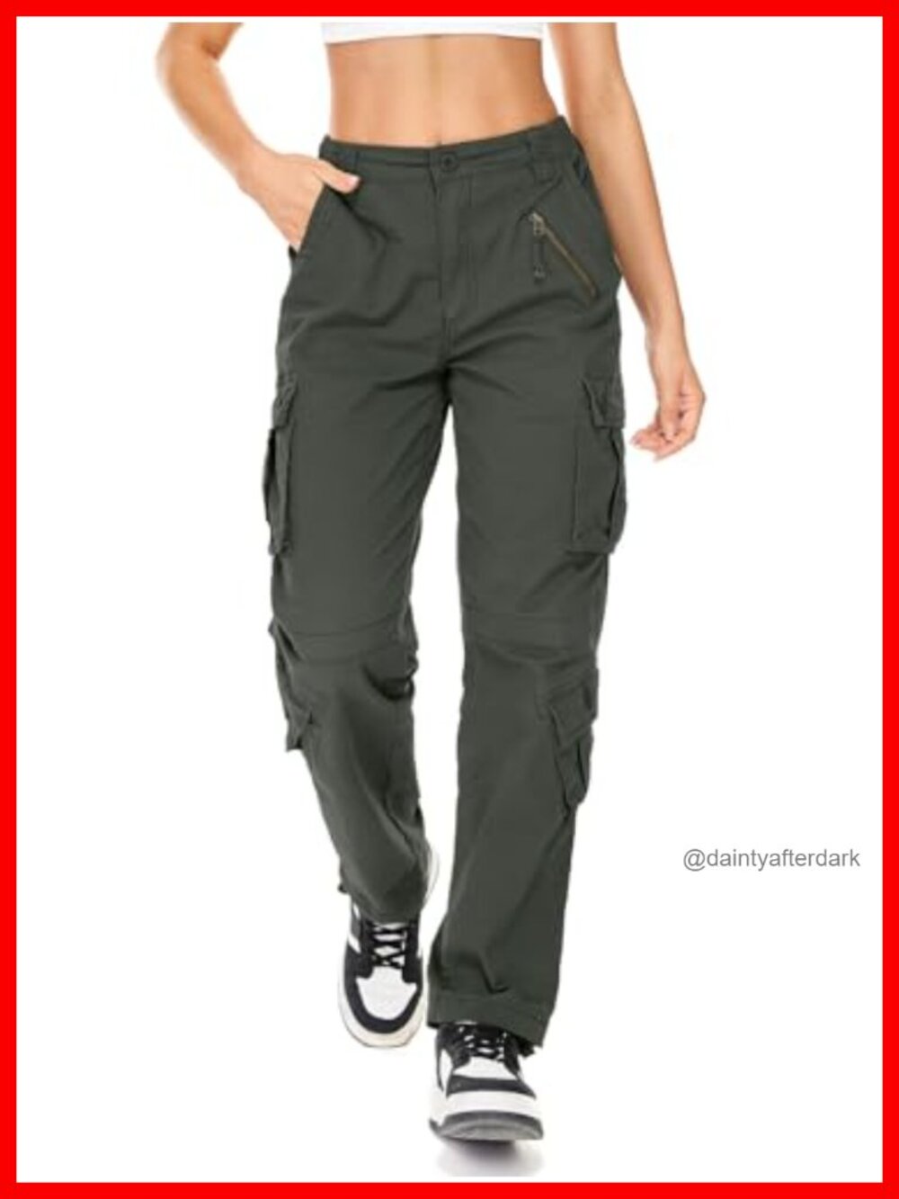 Cotton Cargo Pants Loose Fit Straight Leg 8 Pockets Outdoor Work Pants